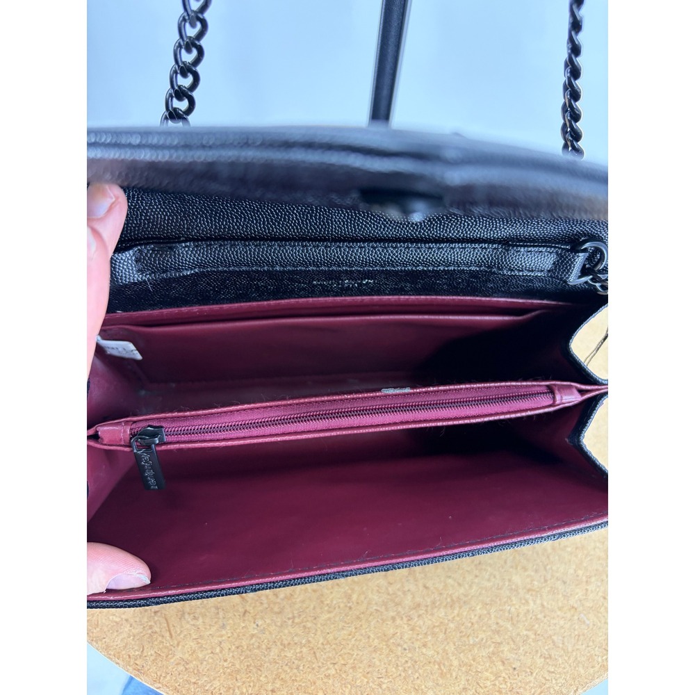 Saint Laurent Cassandre Matelasse Chain Wallet Black Grain de Poudre YSL Bag - Picture 7 of 7